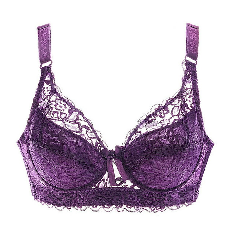 QUYUON Clearance Bras for Large Breasts Lace Embroidered Glossy