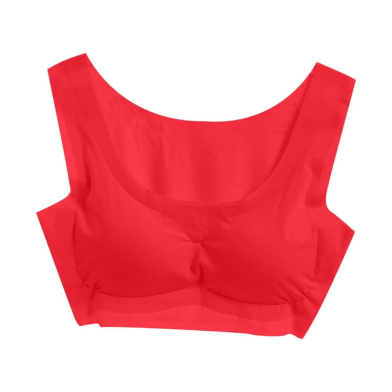 QUYUON Clearance Bras for Large Breasts Mind Sleep Underwear Plus Big-Size  Comfort Sports Vest Bra Without Steel Womens Bras No Underwire Full Support  B-97 Red M 