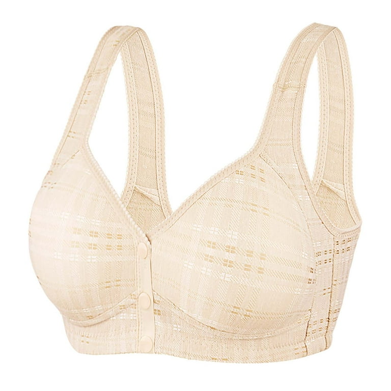 QUYUON Clearance Comfort Stretch Bras Casual Lace Front Button Shaping Cup  Shoulder Strap Underwire Bra Plus Size Extra-Elastic Wirefree Plus Size  Bras for Women B-89 Beige XL 