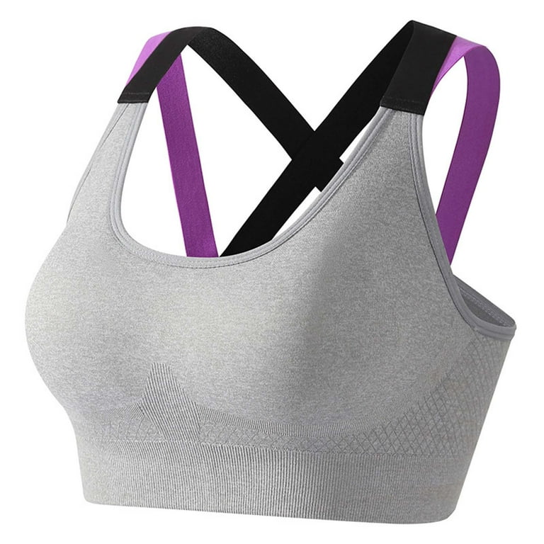 QUYUON Clearance No Padding Bra Sports Bras Pack For Women ,Strappy Sports  Bra With Cups For Yoga Dance Workout Fitness Impact Comfortable Yoga Sports  Bras Gray S 