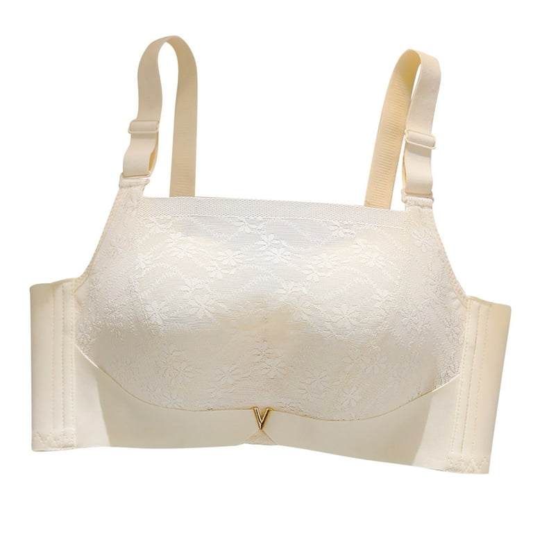 QUYUON Clearance Sleeping Bras Women's Small Bra Push-up,And Adjusting Bra  With Retraction Nipple And Non-Underwire Bra Breathable Gathered Bra Beige