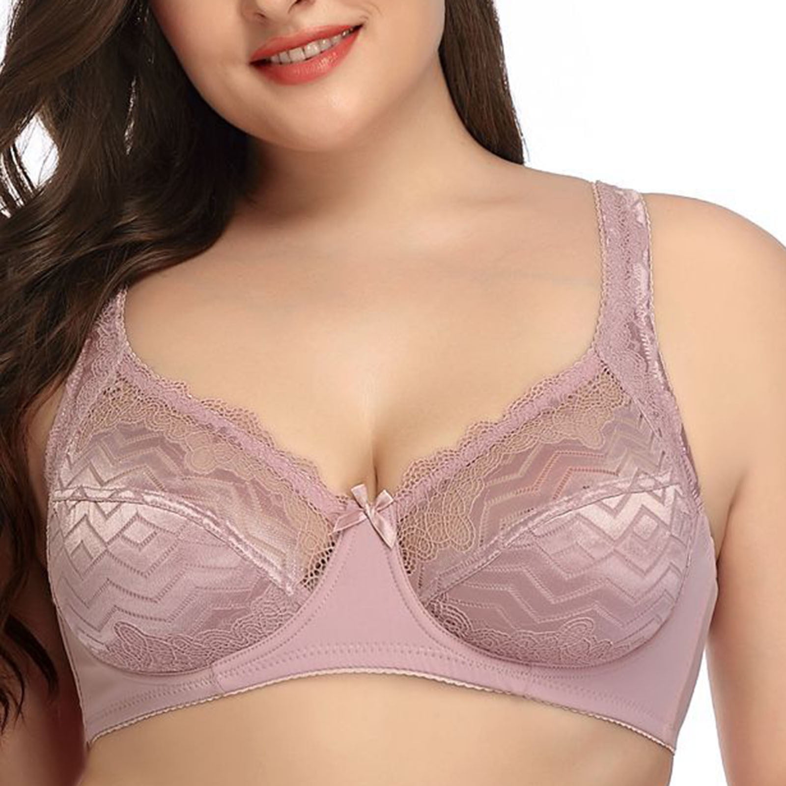 QUYUON Clearance Underwear Bras Large Lace Color Bra Full Cup Comfort Daily  Split Joint Bra Soft Bras with Support and Lift Pink S 