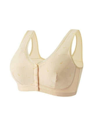 Women's Full Coverage Front Closure Wire Free Back Support Posture  Bra,S-5XL Sports Bra Without Rims (Light Yellow S)