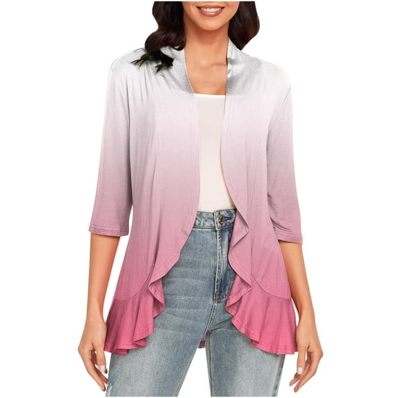 QUYUON Comfy Cardigans for Women Deals Long Sleeve Women's Cardigans Lightweight Polyester Women's Oversized Cardigan Cardigan Jacket Style Q-9199 Fall Cardigan Sweater Outerwear Coat Pink S