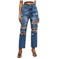 thumbnail image 1 of QUYUON Comfy Pants Women Deals Fashion Button Zipper Summer Mid Waist Pockets Full Length Pants Womens Dress Pants Full Length Pant Leg Activewear Style P1591 Blue L, 1 of 9