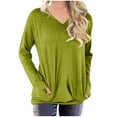 thumbnail image 1 of QUYUON Crew Neck Sweatshirts Discount Work Sweatshirts Women Polyester Long Sleeve V-Neck Solid Blouse Tops Style S-733 Breathable Ladies Long Sleeve Tunic Tops Classic Fit Shirts Green XXL, 1 of 5