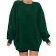 thumbnail image 1 of QUYUON Crew Neck Sweatshirts Women Discount Oversized Sweatshirts Crewneck Long Sleeve Shirts for Women Casual Loose Solid Color Pullover Tops Winter Warm Sweatshirts Green-B L, 1 of 6