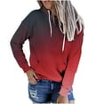 thumbnail image 1 of QUYUON Crew Neck Sweatshirts Women Graphic Print Hoodie Long Sleeve Drawstring Pullover Tops Loose Casual Sweatshirt for Women Gradient Color Hoodies Shirt Hooded Sweatshirts Red S, 1 of 4