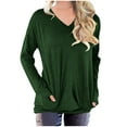 thumbnail image 1 of QUYUON Crewneck Sweatshirts for Women Deals Cropped Sweatshirts Women Polyester Long Sleeve V-Neck Solid Tunic Tops Style Y-22 Lightweight Plus Size Ladies Sweatshirts Modern Fit Shirts Army Green L, 1 of 5