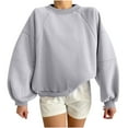 thumbnail image 1 of QUYUON Crewneck Sweatshirts Womens Casual Long Sleeve Crew Neck Sweatshirts Pullover Tops Oversized Sweatshirt for Women Loose Fit Blouse Shirts Winter Warm Sweater Coat Gray L, 1 of 6