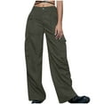 thumbnail image 1 of QUYUON Cute Pants Fashion Multi Pocket Overalls Elastic Waist Sports Pants Women Work Pants Long Pant Leg Length Joggers Pant Style N-350 Army Green L, 1 of 8