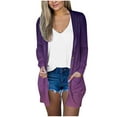 thumbnail image 1 of QUYUON Dressy Cardigans for Women Clearance Long Sleeve Long Knit Cardigans for Women Long Sleeve Knit Sweater Pockets Cardigan Jacket Style Q-8821 Fall Cardigan Sweater Outerwear Coat Purple XXL, 1 of 4
