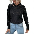 thumbnail image 1 of QUYUON Fall Sweaters for Women Elegant Sweaters Womens Lace Hollow Out Long Sleeve Crew Neck Pullover Sweaters Cut Out Knit Jumper Tops Winter Warm Sweaters Shirts Black M, 1 of 3