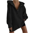 thumbnail image 1 of QUYUON Fleece Sweatshirts Women Casual Button V Neck Hoodies Pullover Sweater Winter Long Sleeve Shirts Tops Soft Lightweight Warm Button up Fall Hooded Sweatshirt Black M, 1 of 2