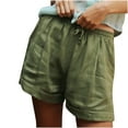 thumbnail image 1 of QUYUON Flowy Athletic Shorts for Women Short Leggings Ladies Biker Shorts Wonens Shorts Linen Bermuda Shorts Pants Style S-1355 Long Shorts Female Casual Summer Women's Hiking Shorts Army Green XXL, 1 of 5