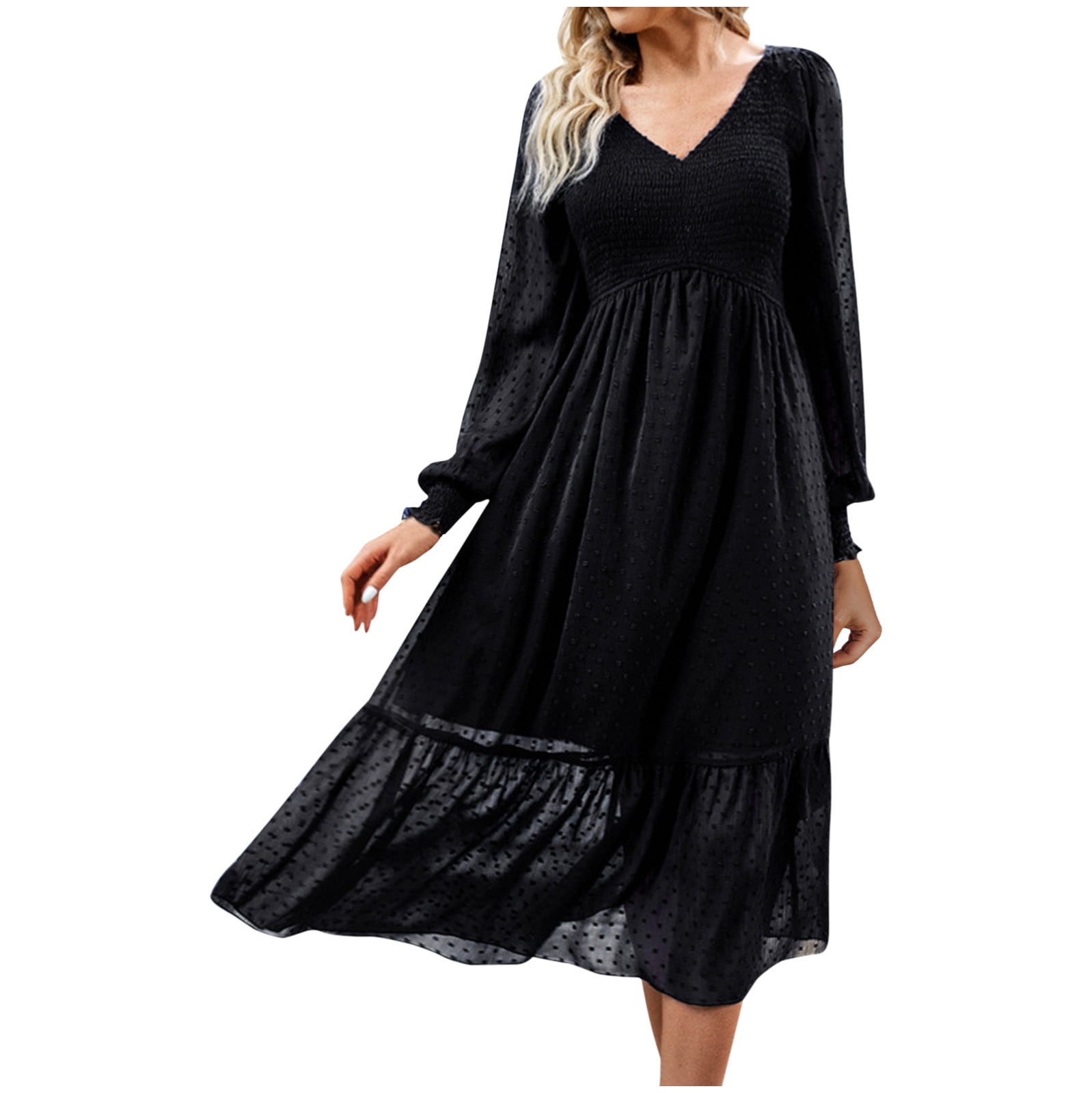 QUYUON Formal Midi Dresses for Women Clearance Casual /Summer Round ...