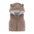 thumbnail image 1 of QUYUON Girls Winter Warm Jackets Snowsuit Discounts Sleeveless Fleece Jacket Toddler Baby Boys Girls Fleece Vest Sleeveless Button Jacket Fall Hooded Outerwear with Pockets Brown 3T-4T, 1 of 6