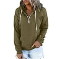thumbnail image 1 of QUYUON Hooded Button up Shirt for Women Winter Long Sleeve Shirts Hoodies Pullover Tops Drawstring Lightweight Sweatshirts with Pockets Fall Sweatshirts Army Green XXL, 1 of 4