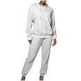 thumbnail image 1 of QUYUON Hoodies Sets for Women 2 Piece Jogging Outfits Sweatsuit Set Long Sleeve Hooded Sweatshirts Sweatpants Tracksuit Drawstring Hoodies and Pants Sets Lounge Matching Sets White XL, 1 of 7