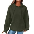 thumbnail image 1 of QUYUON Hoodies Sweatshirts Pullover Tops Women Ladies Casual Long Sleeve Drawstring Hooded Sweatshirt Knitted Sweaters Tunic Shirts Blouse Solid Color Winter Warm Coat Pullover Hoodies Army Green XL, 1 of 6