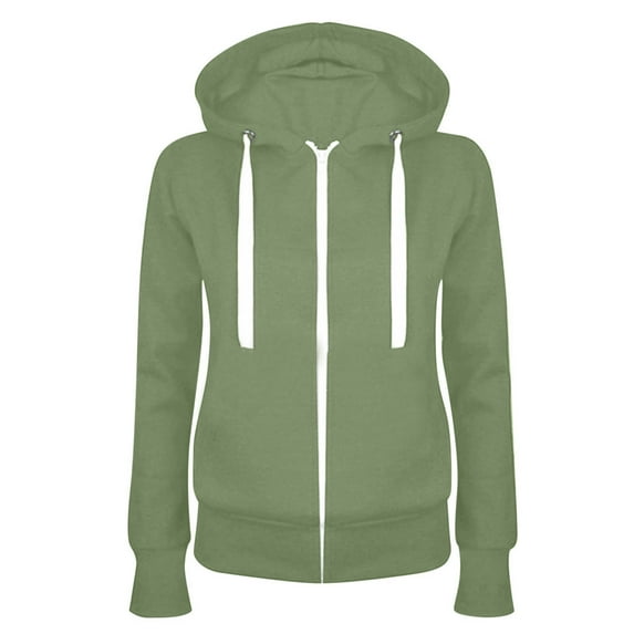 QUYUON Hoodies for Women Lightweight Drawstring Full Zip Hooded Sweatshirts Winter Casual Long Sleeve Shirts Thin Jacket Fall Sweatshirts Solid Women's Fashion Hoodies & Sweatshirts Green M