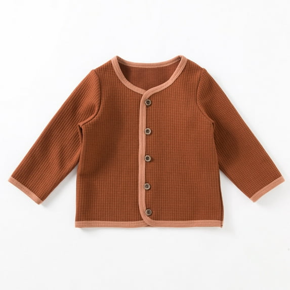 QUYUON Infant Baby Jackets, Toddler Boys Girls Long Sleeve Button-Down Cardigan Jackets Kids Warm Winter Coat Outerwear Fall Clothes Coffee 4T