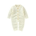 thumbnail image 1 of QUYUON Infant Baby Knit Jumpsuits Newborn Toddler Baby Girls Long Sleeve Button Front Rompers Kids Ribbed Knitted One-Piece Bodysuits Outerwear Sweaters Coat White 80, 1 of 8
