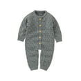 thumbnail image 1 of QUYUON Infant Baby Knit Jumpsuits Newborn Toddler Baby Girls Long Sleeve Button Front Rompers Kids Ribbed Knitted One-Piece Bodysuits Outerwear Sweaters Coat Gray 80, 1 of 8