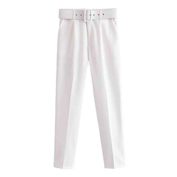 QUYUON Jogger Pants for Women Fashion Casual Spring Summer Full Length Pants Football Pants Long Pant Leg Length Cargo Pant Style N-7638 White M