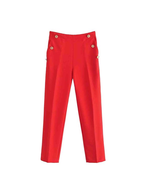 Jogger Pants for Women Fashion Casual Spring Summer Full Length Pants Women Pajama Pants Long Pant Leg Length Jegging Pant Style N-7552 Red XS