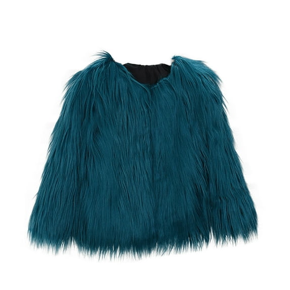 QUYUON Kids Open Front Cardigan Casual Long Sleeve Fleece Thicken Warm Winter Coat Outerwear Toddler Baby Girls Fall Jackets Outerwear for Party Thicken Warm Outwear Blue 7T-8T