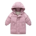 thumbnail image 1 of QUYUON Kids Winter Down Coat with Hood Toddler Baby Girls Boys Thick Warm Hooded Puffer Jackets Long Sleeve Full Zip up Windproof Padded Jackets Outerwear Purple 2T-3T, 1 of 5