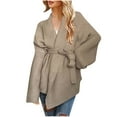 thumbnail image 1 of QUYUON Lace Sweaters for Women Cardigan Sweaters Casual Winter Long Sleeve V-Neck Wrap Sweater with Belted Thick Knitted Sweater Jackets Jumper Tops Fall Sweater Outerwear Khaki M, 1 of 5