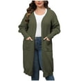 thumbnail image 1 of QUYUON Ladies Cardigan Sweaters Clearance Long Sleeve Sweaters for Women Cardigan Cardigan Sweaters Women Pockets Cardigan Jacket Style Q-6377 Fall Cardigan Sweater Outerwear Coat Army Green XXL, 1 of 4