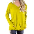 thumbnail image 1 of QUYUON Ladies Sweatshirts Deals Womens Sweatshirts No Hood Polyester Long Sleeve V-Neck Solid Blouse Tops Style S-691 Breathable Ladies Long Sleeve Casual Tops Loose Fit Shirts Yellow M, 1 of 5