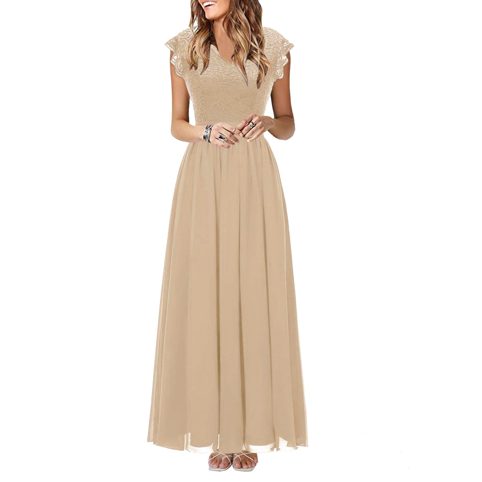 QUYUON Long Formal Dress for Women Wedding Guest Dress Ladies Elegant ...