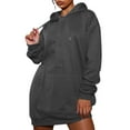 thumbnail image 1 of QUYUON Long Hooded Sweatshirt Women Hoodies Dress Drawstring Pockets Long Sleeve Hoodie Pullover Tops Side Split Hem Blouse Shirts Fall Sweatshirts Winter Sweater Coat Dark Gray L, 1 of 8