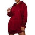 thumbnail image 1 of QUYUON Long Hooded Sweatshirt Women Hoodies Dress Drawstring Pockets Long Sleeve Hoodie Pullover Tops Side Split Hem Blouse Shirts Fall Sweatshirts Winter Sweater Coat Wine S, 1 of 8