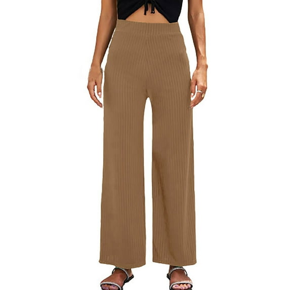 QUYUON Long Pants Women Sale Spring Summer Fashion Solid Color Casual Loose Breathable Stretch Casual Outdoor Wide Leg Pants Women Sweatpants Long Pant Leg Length Loungewear Style P540 Khaki XXL