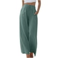 thumbnail image 1 of QUYUON Lounge Pants Discount Casual Solid Pants Comfortable Elastic High Waist Wide Leg Casual Length Pants Baseball Pants Long Pant Leg Length Loungewear Style P1250 Green 3XL, 1 of 6