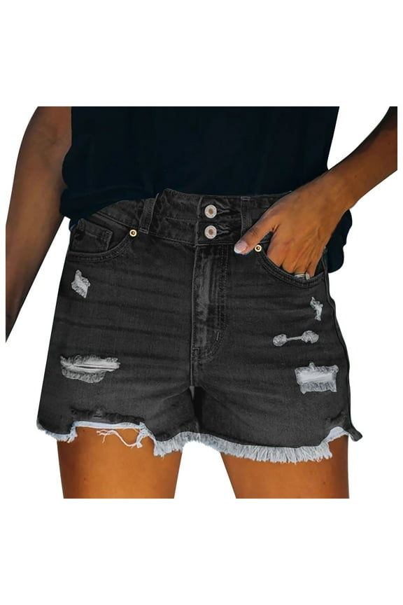 Lounge Shorts for Women Black Shorts for Women Linen Shorts for Ladies Womens Sweat Shorts Cutoff Jean Shorts Pants Style S-1685 Loose Shorts for Female Summer Women's Denim Shorts Black XL