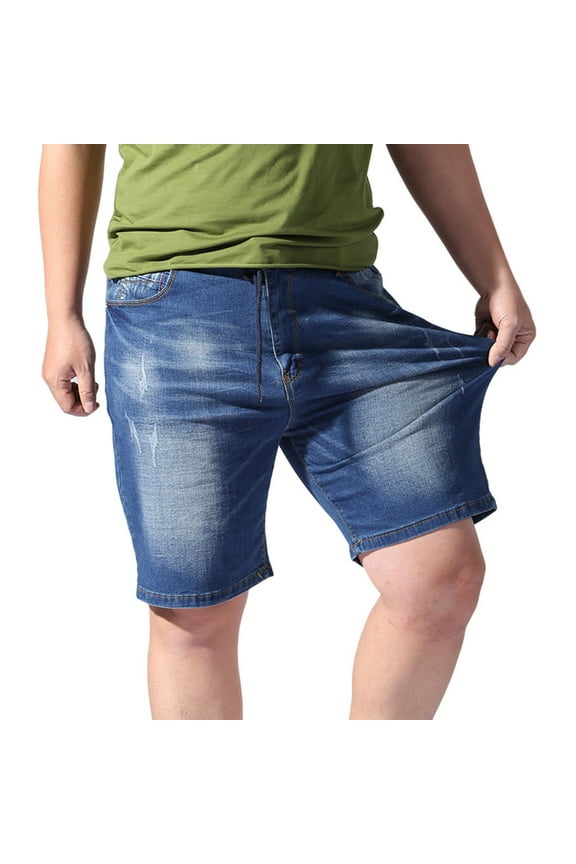 Men Jeans Shorts Men's Jean Shorts Clearance Summer Casual Straight Short Jeans Men Jeans Shorts Short Pants Casual Summer Jean Shorts Style M-157 , Blue 4XL