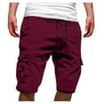 thumbnail image 1 of QUYUON Men Shorts with Zipper Pockets Linen Shorts Discount Men Workout Shorts Workout Shorts for Men Short Pants Casual Summer Board Shorts Style M-259 , Wine XL, 1 of 5