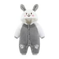 thumbnail image 1 of QUYUON Newborn Baby Jumpsuit Hooded Fleece Rompers Cute Boys Girls Lightweight Color Block Long Sleeve One-Piece Rompers Snap Closure Winter Outfits Gray 18 Months, 1 of 2