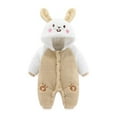 thumbnail image 1 of QUYUON Newborn Baby Jumpsuit Hooded Fleece Rompers Cute Boys Girls Lightweight Color Block Long Sleeve One-Piece Rompers Snap Closure Winter Outfits Khaki 12 Months, 1 of 2