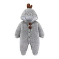thumbnail image 1 of QUYUON Newborn Fleece Rompers Baby Girls Boys Hooded Jumpsuits Snap Closure Infant Long Sleeve One-Piece Rompers Winter Warm Coat Outfits Gray 3-6 Months, 1 of 6