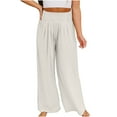 thumbnail image 1 of QUYUON Office Pants for Women Casual Loose Pockets Pants Fashion Playsuit Trousers Overalls Bib Overall Cotton and Linen Pants Women Lounge Pants Long Pant Leg Length Joggers Pant Style N-2120 White M, 1 of 9