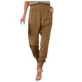 thumbnail image 1 of QUYUON Office Pants for Women High-Waisted Casual Pants with Split Comfortable Dressy Pants Casual Pants Pull on Pants for Women Long Pant Leg Length Joggers Pant Style N-578 Khaki M, 1 of 8