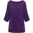 thumbnail image 1 of QUYUON Oversized Sweatshirt for Women Deals Womens Long Sleeve Tops Polyester 3/4 Sleeve Crew Neck Solid Pullover Tops Style S-171 Stretch Western Tops Ladies Loose Fit Shirts Purple L, 1 of 3