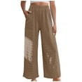 thumbnail image 1 of QUYUON Palazzo Pants for Women Clearance Loose Casual Pants with Pocket Long Pants Work Pants Women Full Length Pant Leg Activewear Style P8821 Brown XL, 1 of 8